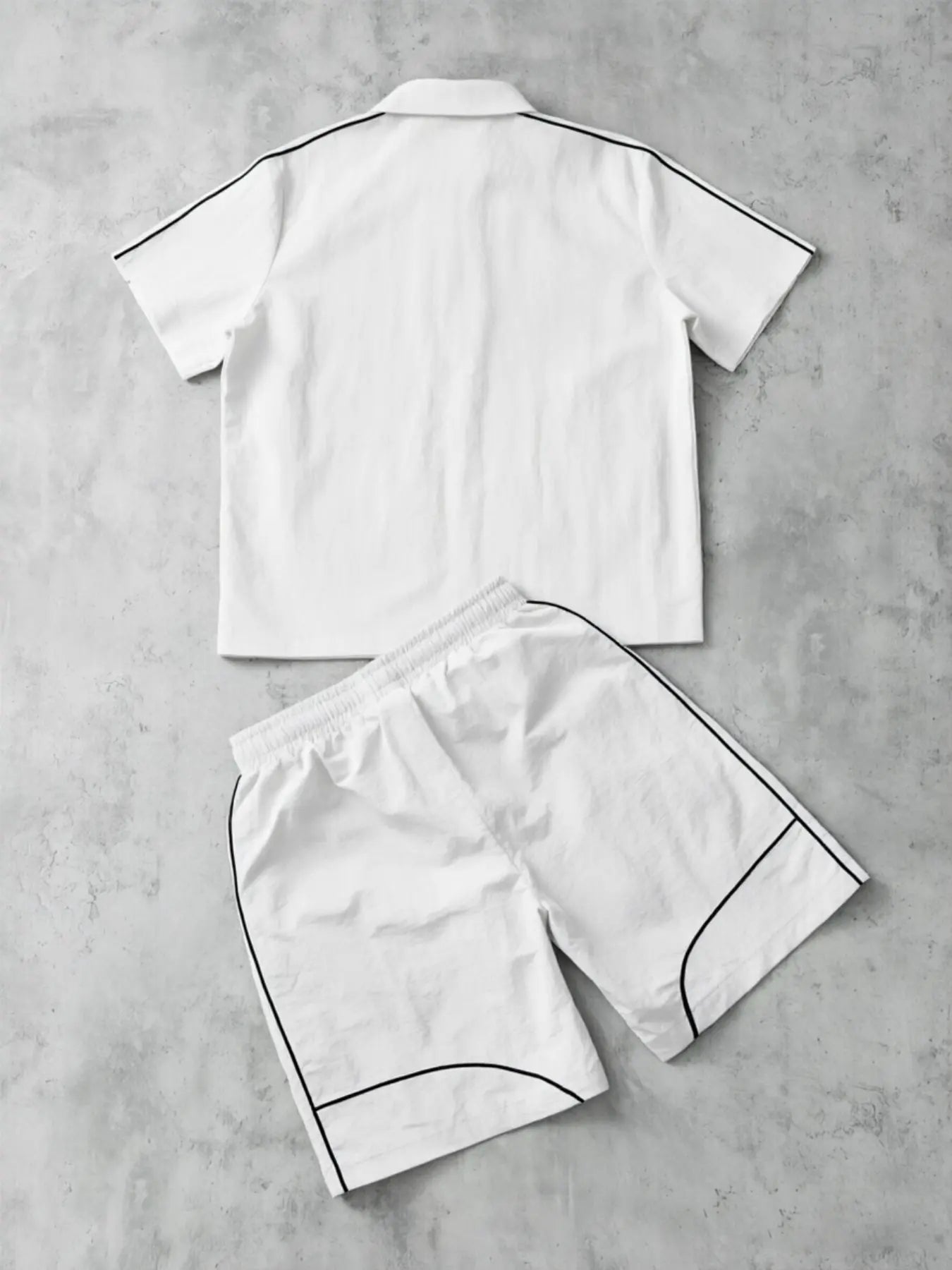 Star Print 2-Piece Set | Short Sleeve Zipper Shirt & Gym Shorts