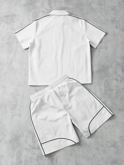 Star Print 2-Piece Set | Short Sleeve Zipper Shirt & Gym Shorts
